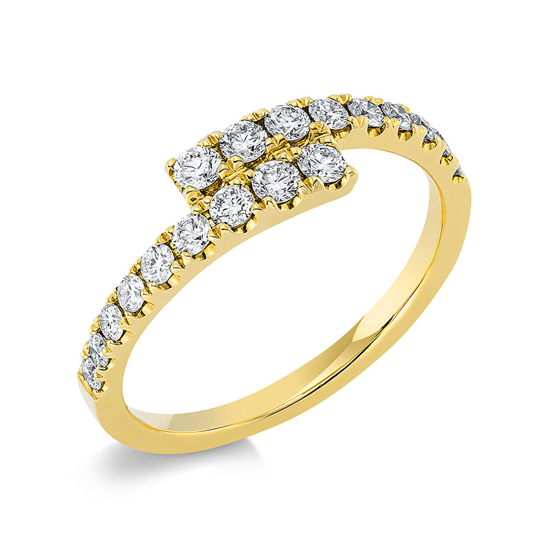 Ring 18 kt GG, 6 Brill. 0,17 ct, TW-si, 4 Brill. 0,16 ct, TW-si, 8 Brill. 0,15 ct, TW-si