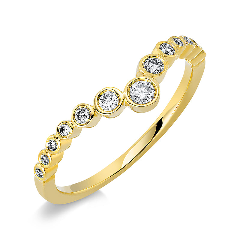 Ring 18 kt GG, 2 Brill. 0,04 ct, TW-si, 2 Brill. 0,07 ct, TW-si, 1 Brill. 0,07 ct, TW-si, 8 Brill. 0,06 ct, TW-si