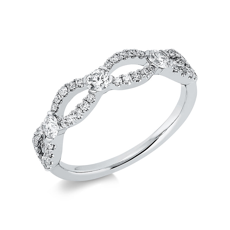 Ring 18 kt WG, 3 Brill. 0,26 ct, TW-si, 43 Brill. 0,24 ct, TW-si