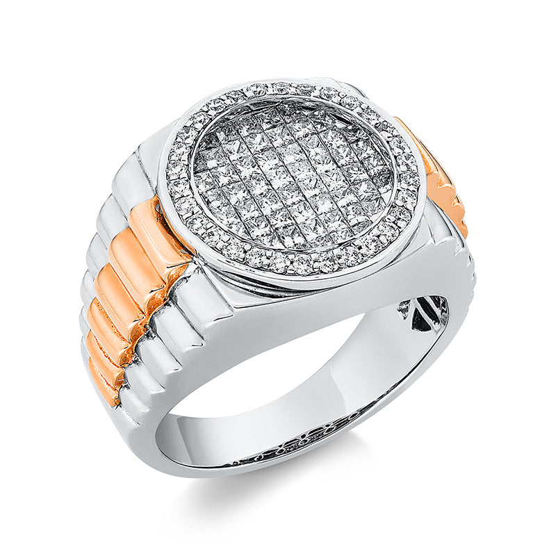 Ring 18 kt WG+RG, 60 Princ. 1,12 ct, TW-si, 60 Brill. 0,51 ct, TW-si