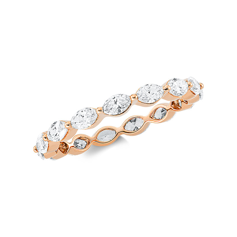 Ring 18 kt RG, 15 Nav. 1,27 ct, TW-vsi
