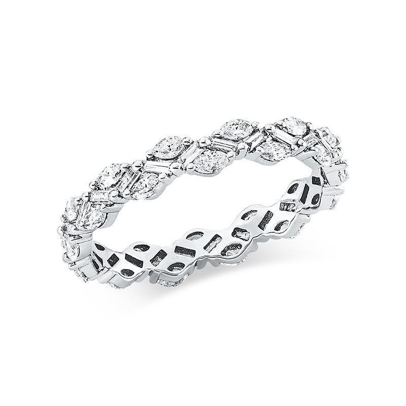 Ring 18 kt WG, 26 Bag. 0,29 ct, F-si, 26 Nav. 0,63 ct, F-si