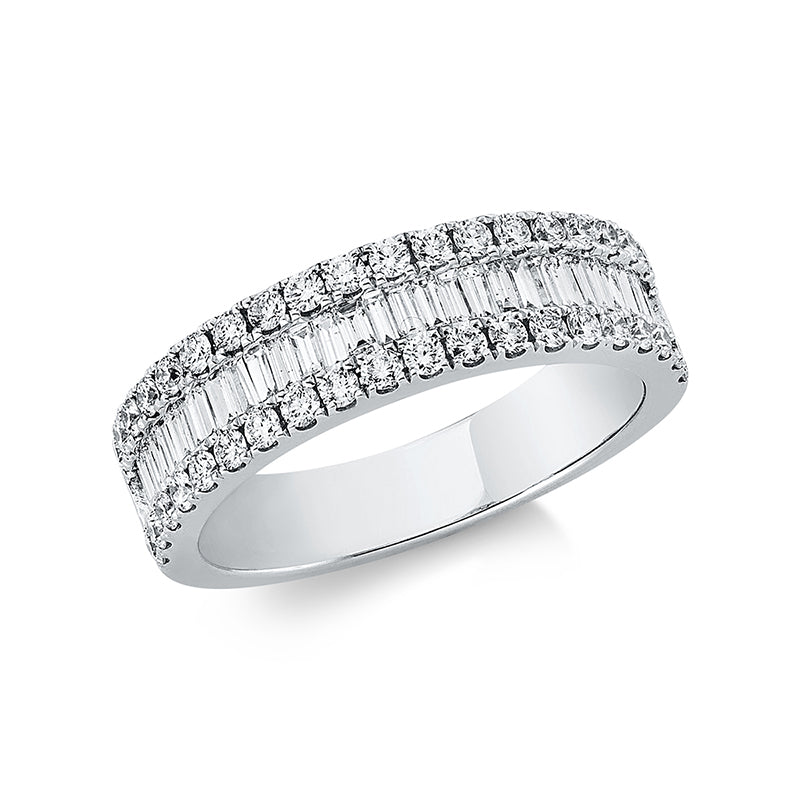 Ring 18 kt WG, 33 Bag. 0,45 ct, TW-si, 40 Brill. 0,52 ct, TW-si