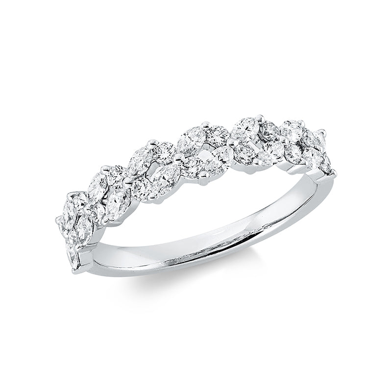 Ring 18 kt WG, 14 Nav. 0,44 ct, TW-si, 14 Brill. 0,26 ct, TW-si