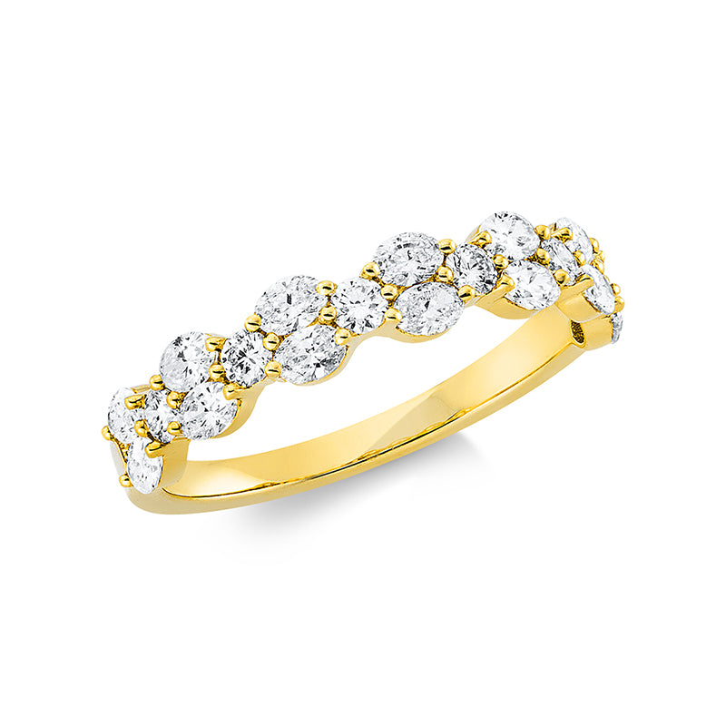 Ring 18 kt GG, 14 Oval 0,69 ct, TW-si, 6 Brill. 0,22 ct, TW-si