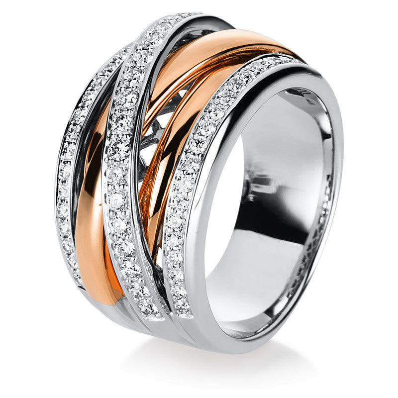 Ring 18 kt WG+RG, 59 Brill. 0,66 ct, TW-si