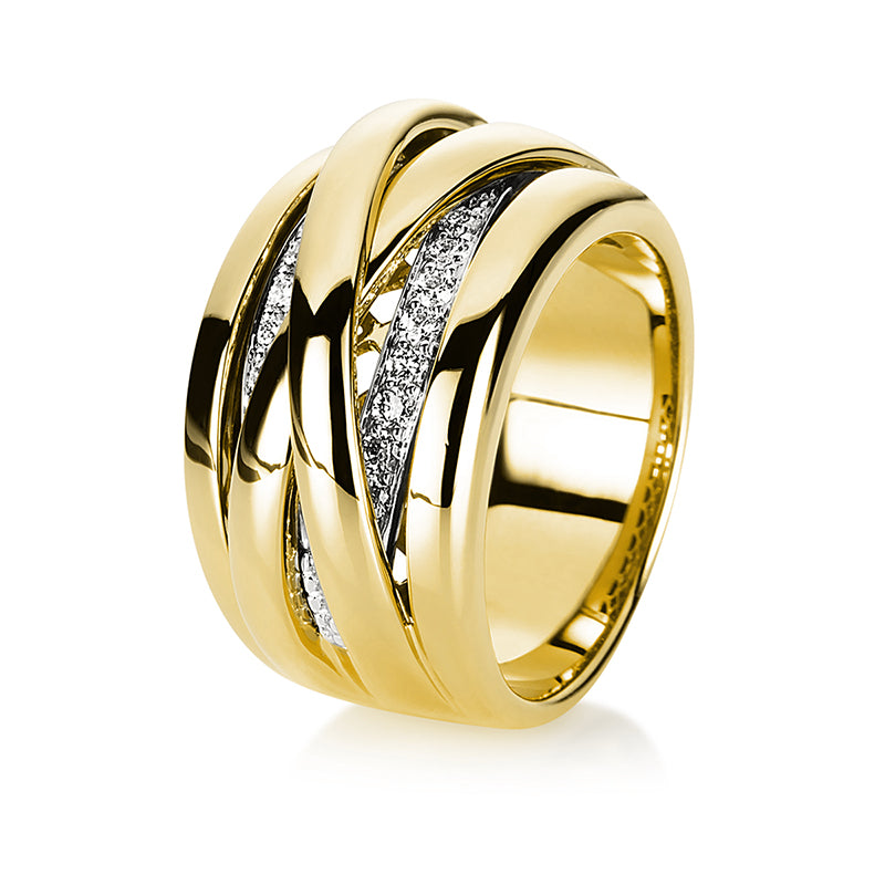 Ring 18 kt GG+WG, 16 Brill. 0,22 ct, TW-si