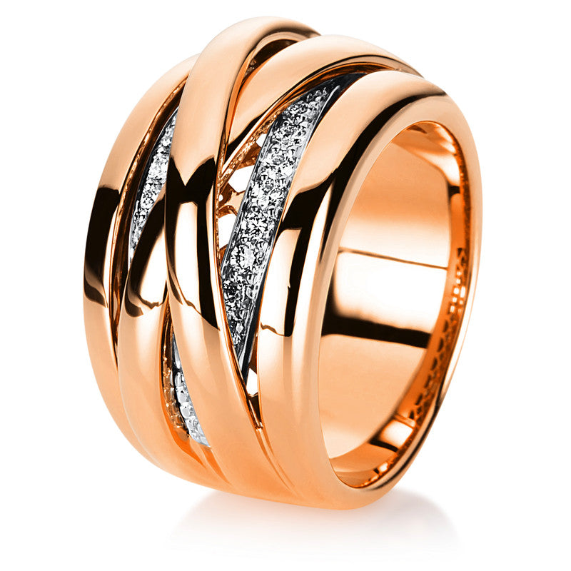 Ring 18 kt RG+WG, 16 Brill. 0,25 ct, TW-si