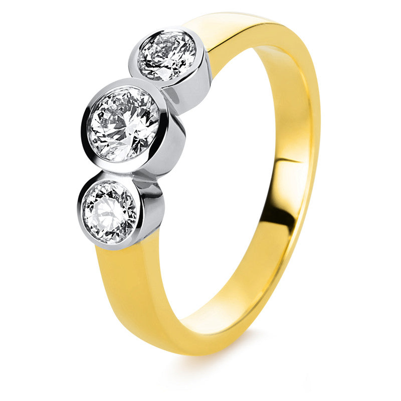 Ring 18 kt GG+WG, 3 Brill. 0,68 ct, TW-vsi