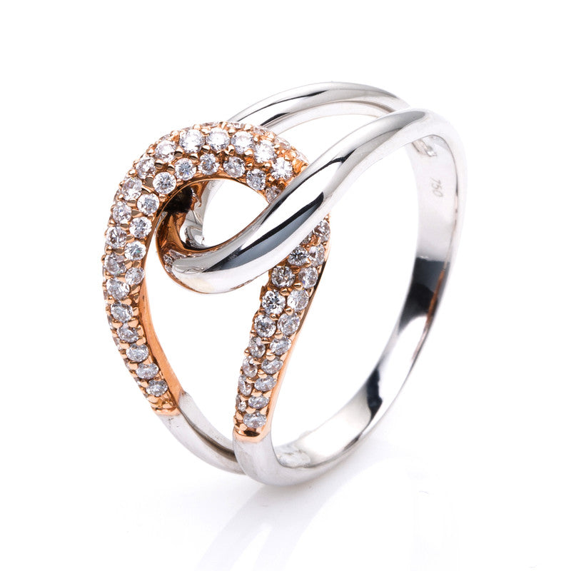 Ring 14 kt WG+RG, 69 Brill. 0,70 ct, TW-si