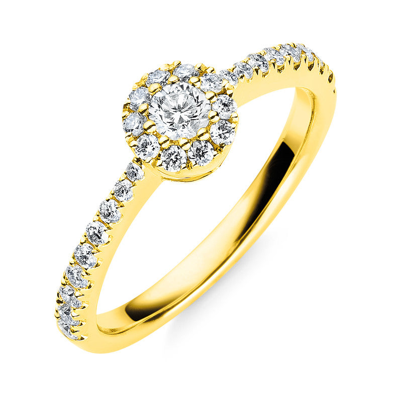 Ring 18 kt GG, 28 Brill. 0,35 ct, TW-vsi/si, 1 Brill. 0,13 ct, TW-si