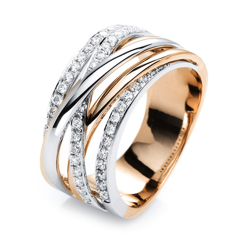 Ring 18 kt RG+WG, 48 Brill. 0,46 ct, TW-si