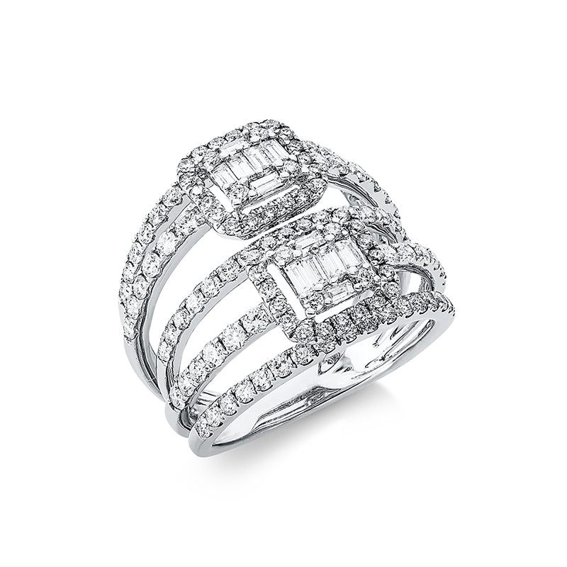 Ring 18 kt WG, 12 Bag. 0,28 ct, TW-si, 123 Brill. 1,58 ct, TW-si