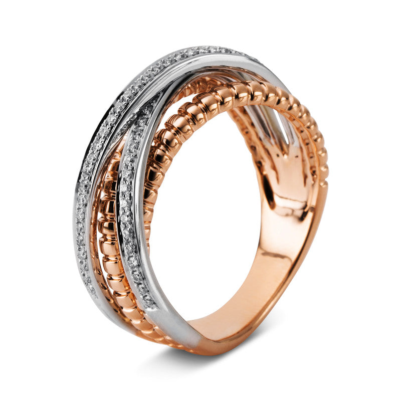 Ring 14 kt RG+WG, 59 Brill. 0,23 ct, TW-si