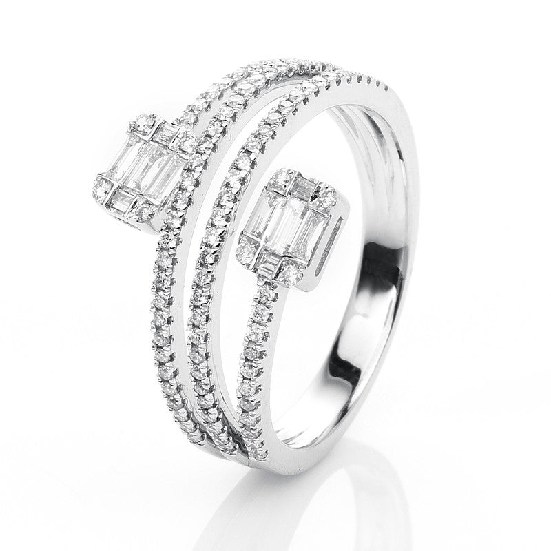 Ring 18 kt WG, 92 Brill. 0,38 ct, TW-si, 10 Bag. 0,23 ct, TW-si