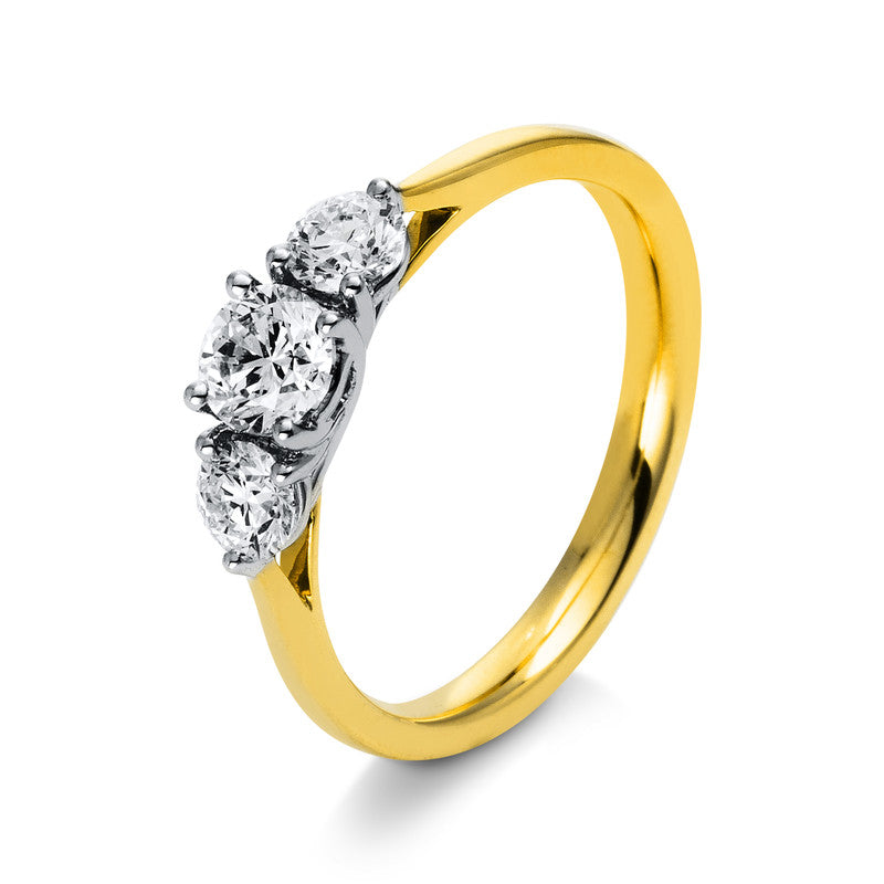 Ring 18 kt GG+WG, 1 Brill. 0,40 ct, TW-si, 2 Brill. 0,40 ct, TW-si