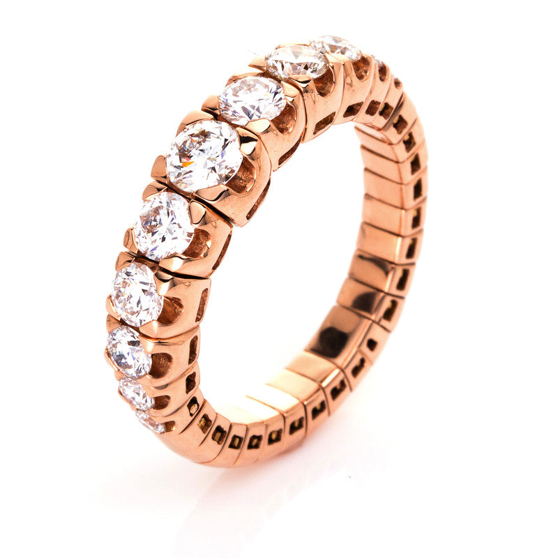 Ring 18 kt RG, Flex-Band, variabel, 11 Brill. 1,14 ct, TW-si