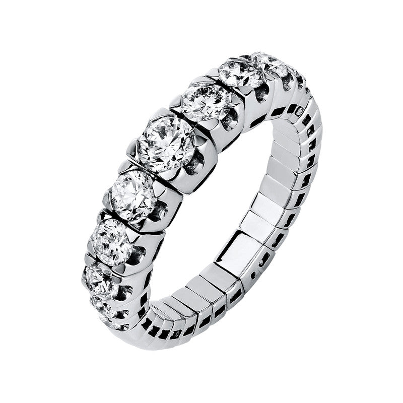 Ring 18 kt WG, Flex-Band, rhodiniert, 11 Brill. 1,20 ct, TW-si