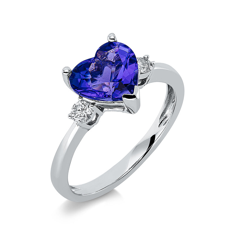 Ring 14 kt WG, 2 Brill. 0,14 ct, TW-si, 1 Tansanit 2,14 ct blau