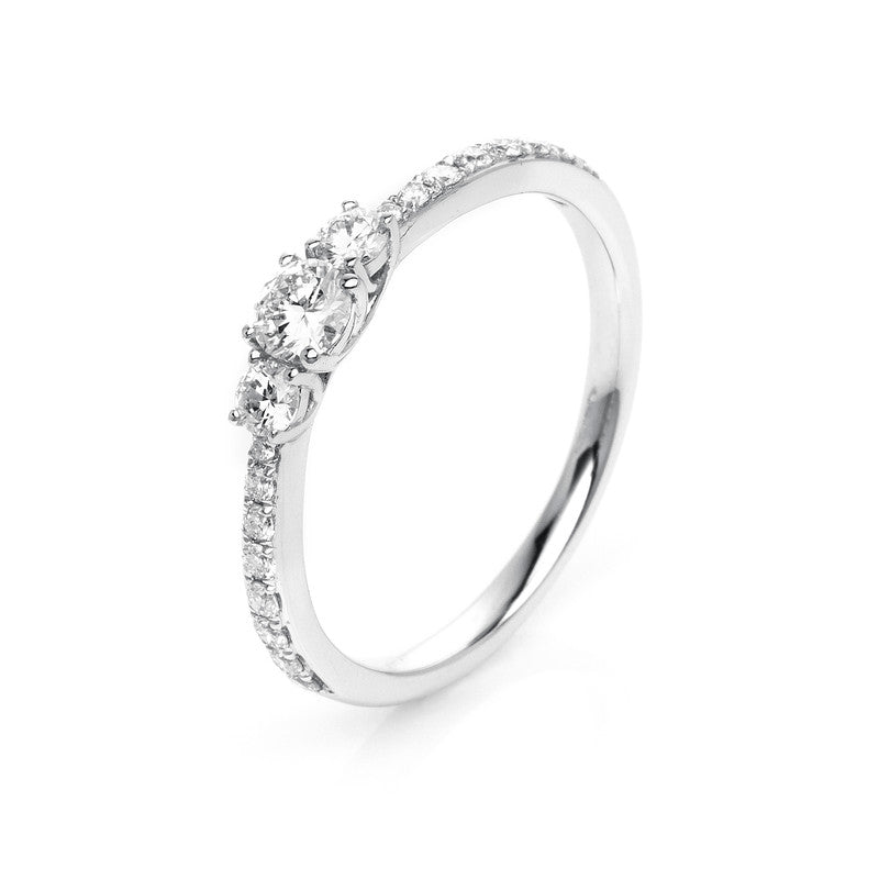 Ring 18 kt WG, 1 Brill. 0,18 ct, TW-si, 18 Brill. 0,29 ct, TW-si