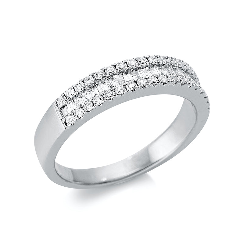 Ring 18 kt WG, 22 Bag. 0,20 ct, TW-si, 36 Brill. 0,25 ct, TW-si