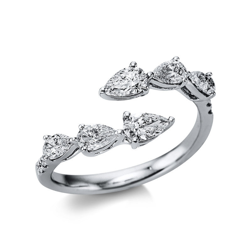 Ring 18 kt WG, 4 Tropfen 0,80 ct, TW-si, 2 Tropfen 0,33 ct, TW-si, 6 Brill. 0,06 ct, TW-si