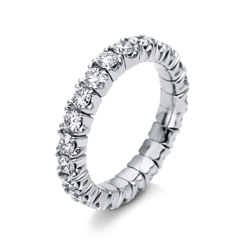 Ring 18 kt WG, Flex-Band, variabel, rhodinier, 23 Brill. 1,78 ct, TW-si