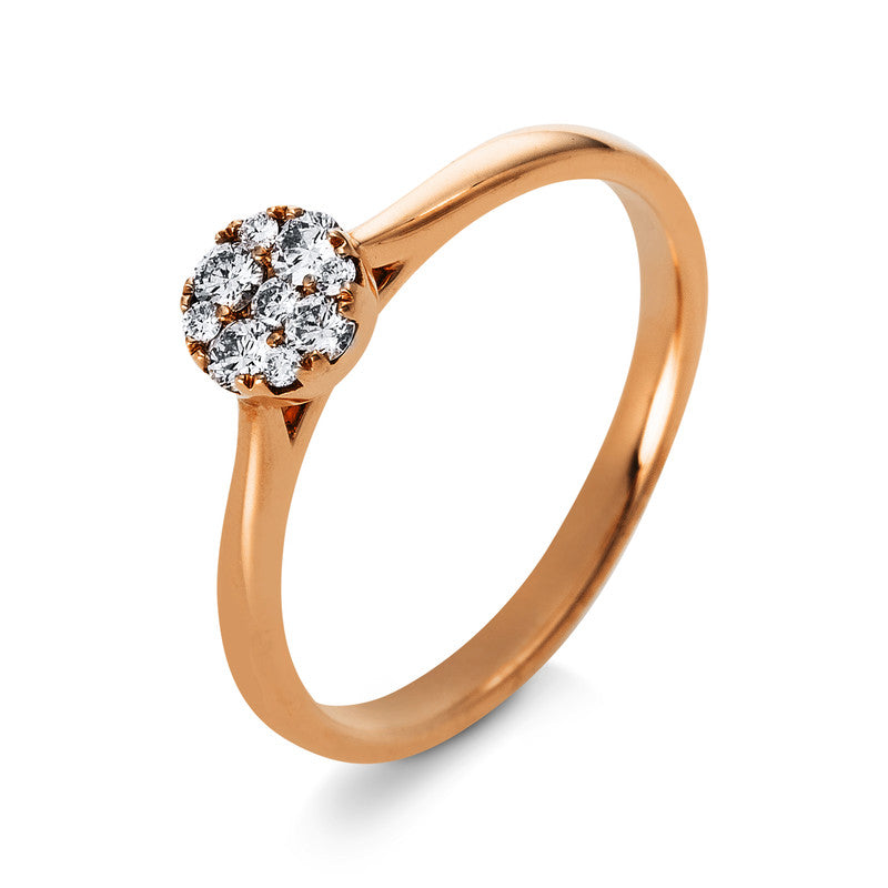 Ring 18 kt RG, 4 Brill. 0,03 ct, TW-si, 5 Brill. 0,16 ct, TW-si