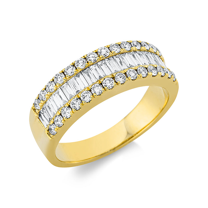 Ring 18 kt GG, 20 Bag. 0,28 ct, TW-si, 26 Brill. 0,31 ct, TW-si