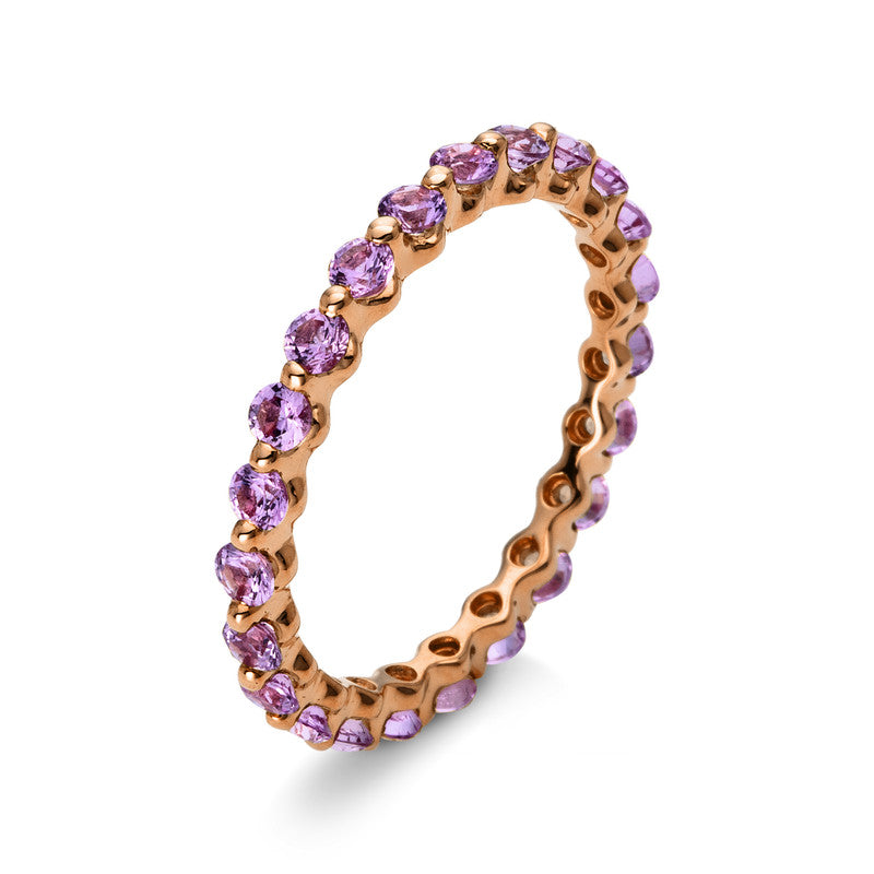 Ring 18 kt RG, 23 Saphire 1,35 ct pink