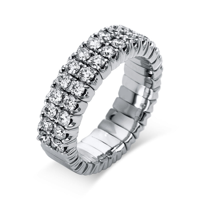 Ring 18 kt WG, Flex-Band, variabel, rhodinier, 30 Brill. 1,56 ct, TW-si