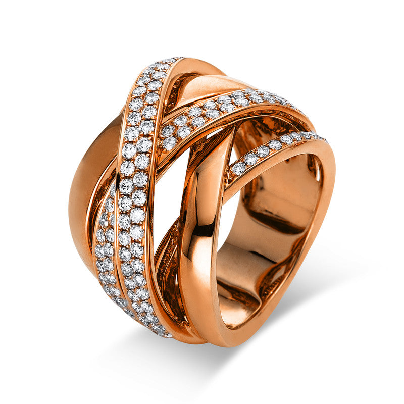 Ring 18 kt RG, 128 Brill. 1,34 ct, TW-si