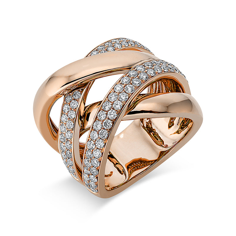 Ring 18 kt RG, 93 Brill. 1,10 ct, TW-si