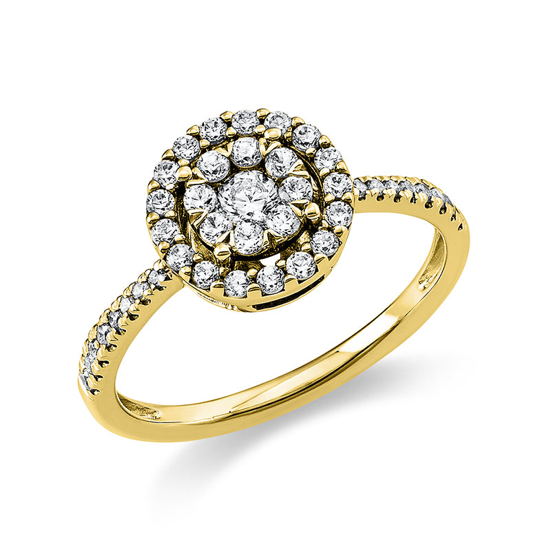 Ring 14 kt GG, 1 Brill. 0,10 ct, TW-si, 41 Brill. 0,40 ct, TW-si