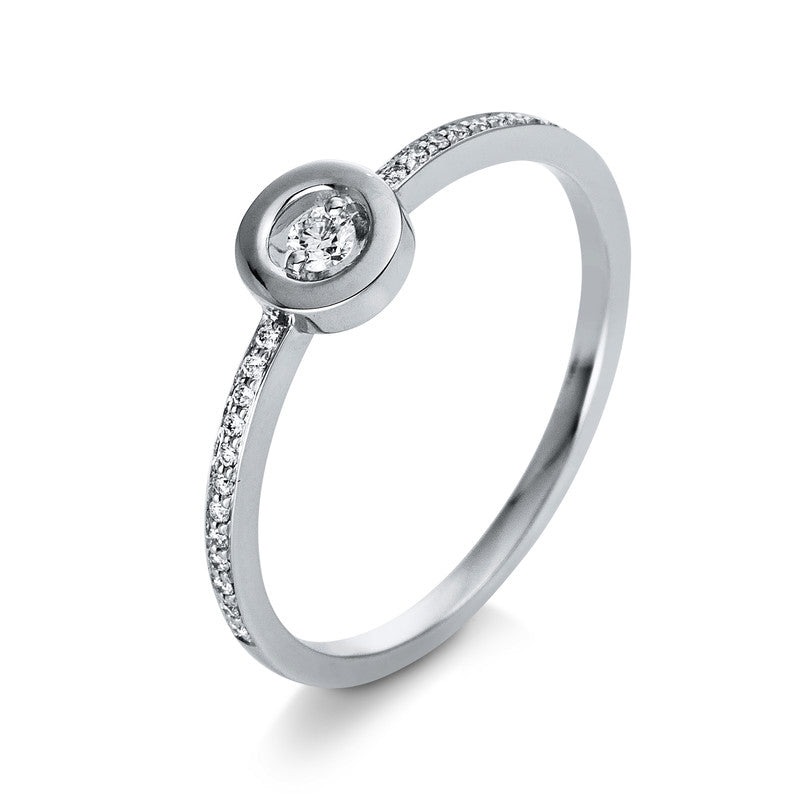 Ring 18 kt WG, 1 Brill. 0,05 ct, TW-si, 24 Brill. 0,06 ct, TW-si
