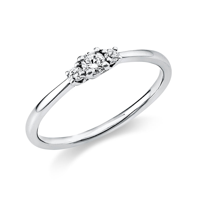 Ring 14 kt WG, 1 Brill. 0,10 ct, TW-si, 2 Brill. 0,05 ct, TW-si