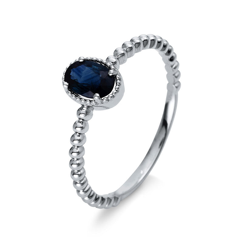 Ring 18 kt WG, 1 Saphir 0,42 ct blau