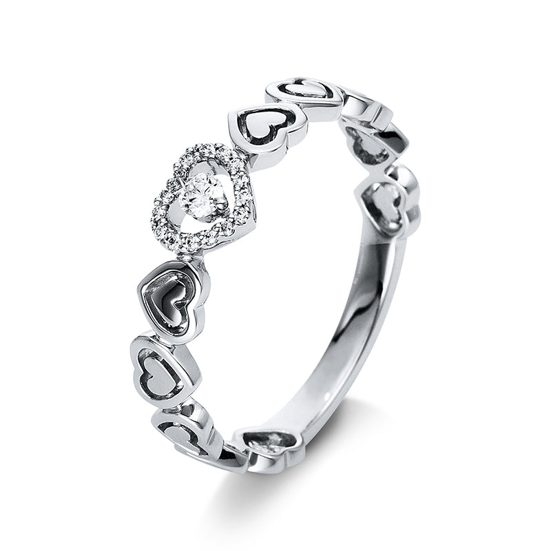 Ring 18 kt WG, 16 Brill. 0,09 ct, W-si