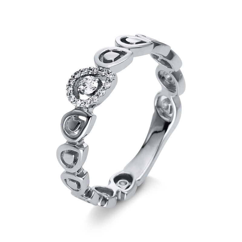 Ring 18 kt WG, 14 Brill. 0,09 ct, W-si