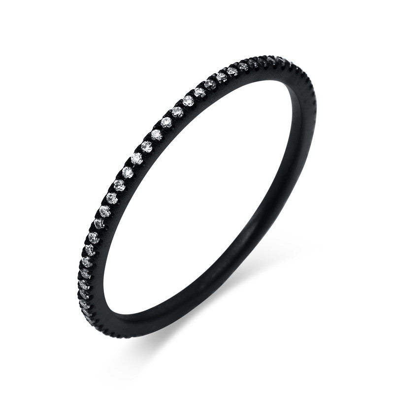 Ring 18 kt WG, schwarz rhodiniert, 66 Brill. 0,15 ct, braun