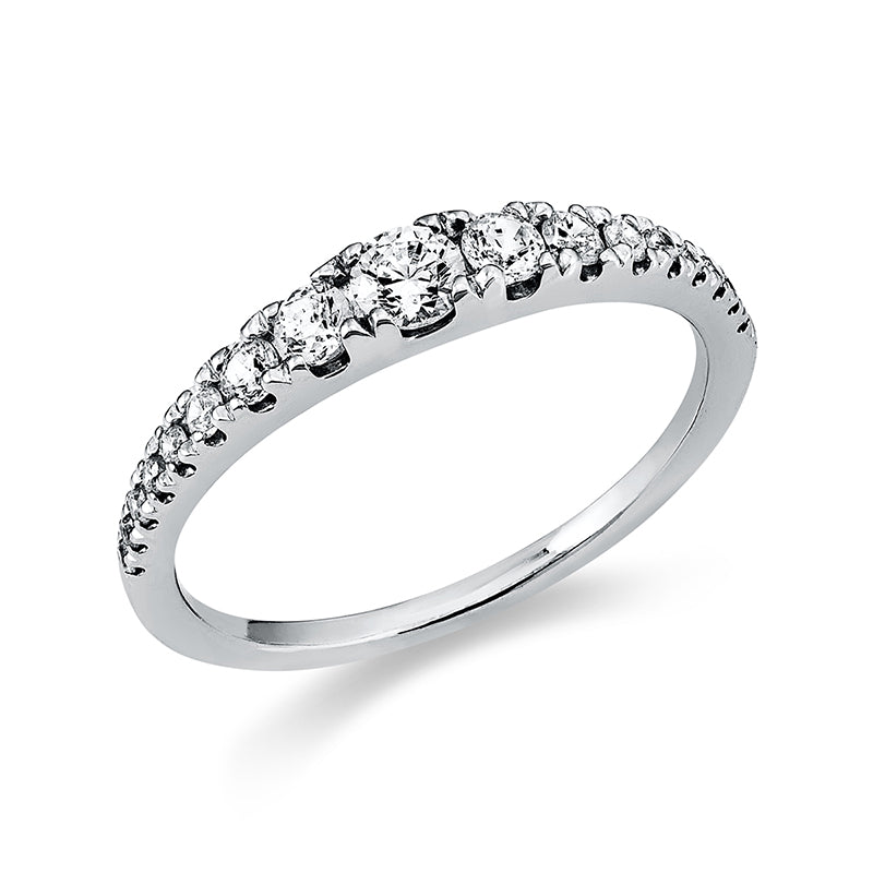 Ring 950 Pt Platin, 1 Brill. 0,15 ct, TW-si, 16 Brill. 0,31 ct, TW-si