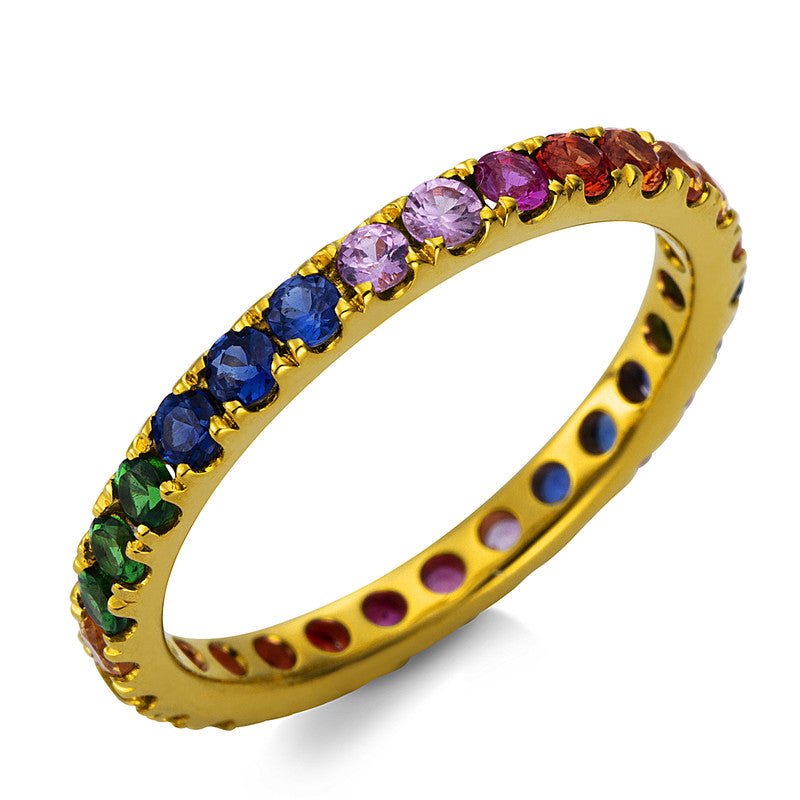 Ring 18 kt GG, 28 Saphire 1,32 ct multicolor
