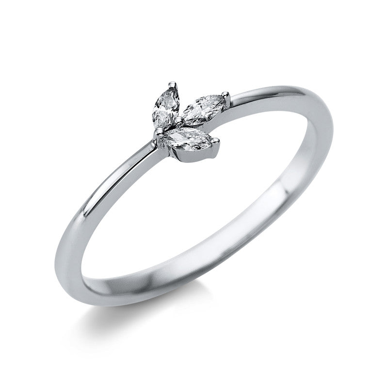 Ring 18 kt WG, 3 Nav. 0,11 ct, TW-si