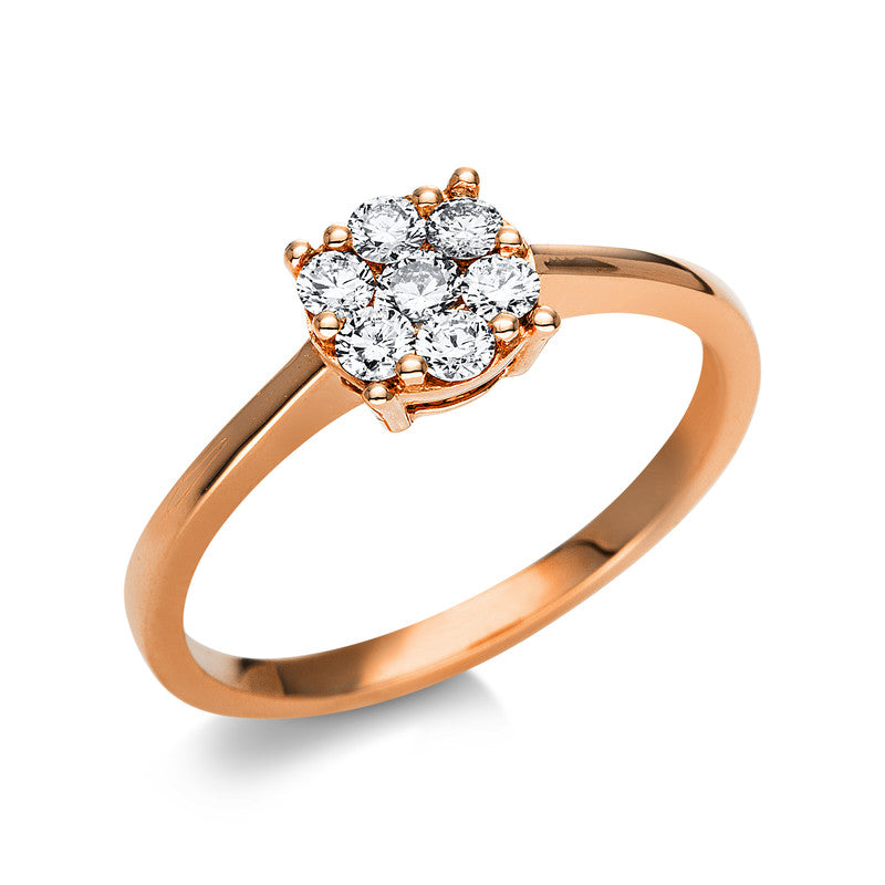 Ring 14 kt RG, 1 Brill. 0,07 ct, TW-vsi/si, 6 Brill. 0,22 ct, TW-vsi/si