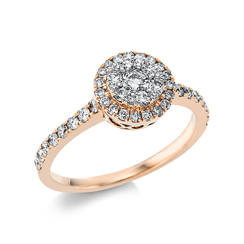Ring 18 kt RG+WG, 47 Brill. 0,51 ct, TW-vsi, 1 Brill. 0,09 ct, TW-vsi