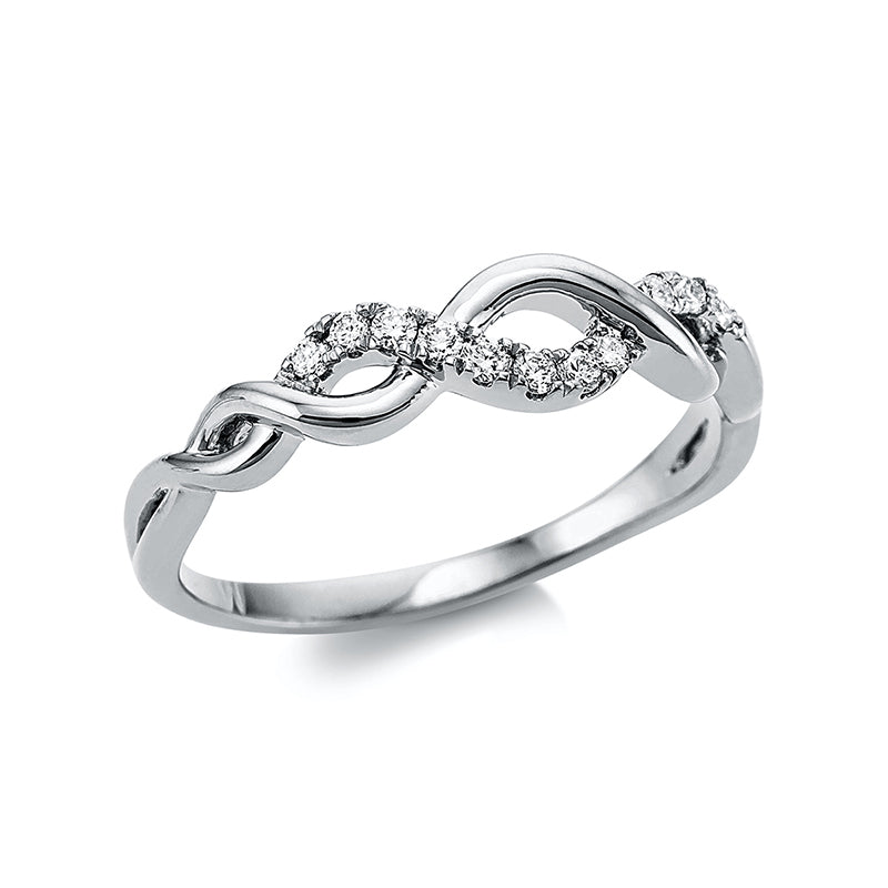 Ring 9 kt WG, 11 Brill. 0,12 ct, TW-si