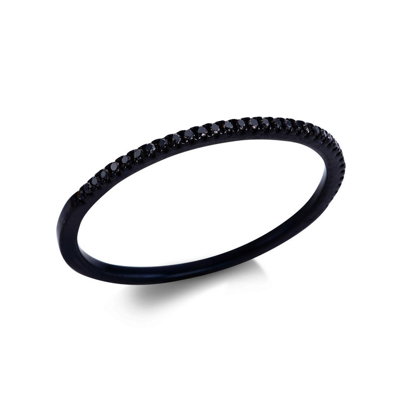 Ring 18 kt WG, schwarz rhodiniert, 34 Brill. 0,07 ct, schwarz