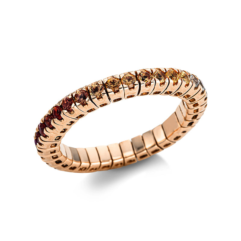 Ring 18 kt RG, Flex-Band, variabel, 33 Saphire 1,23 ct fancy