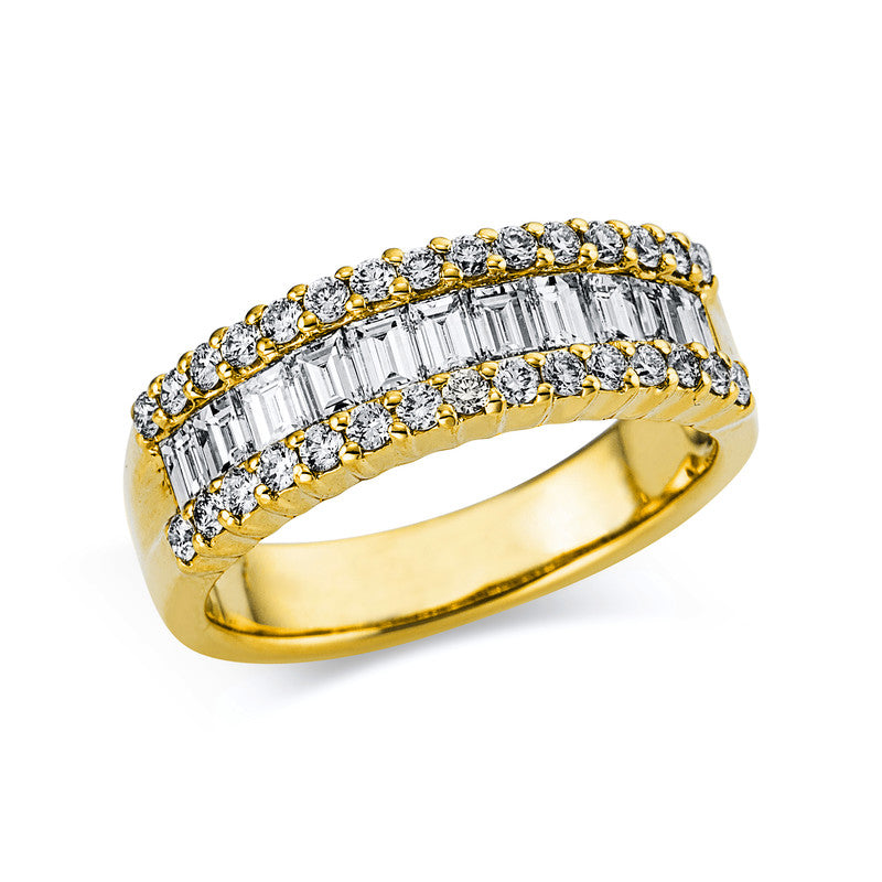 Ring 18 kt GG, 13 Trap. 0,65 ct, TW-vsi, 30 Brill. 0,45 ct, TW-vsi