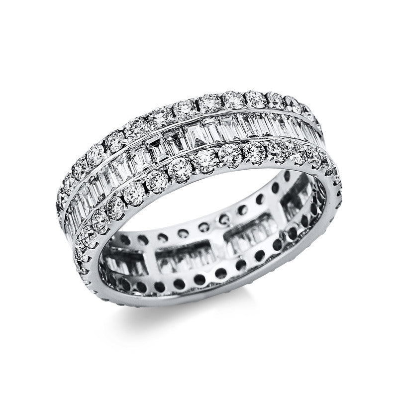 Ring 18 kt WG, 66 Brill. 1,45 ct, TW-si, 44 Bag. 1,29 ct, TW-si